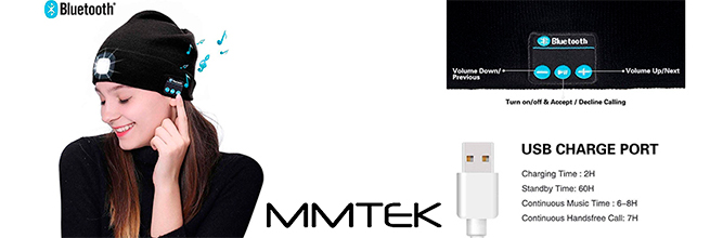 GORRO BLUETOOTH CON LUZ LED MMTEK